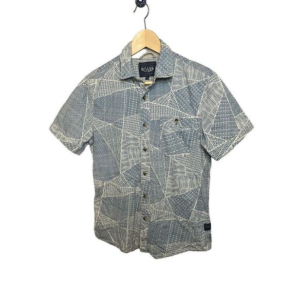 Roark Revival Other - Roark Revival Blue and White Printed Button Down Short Sleeve Shirt